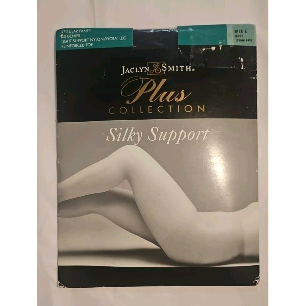 NEW Jaclyn Smith Plus Collection Silky‎ Support Size E Navy Light Support Nylons